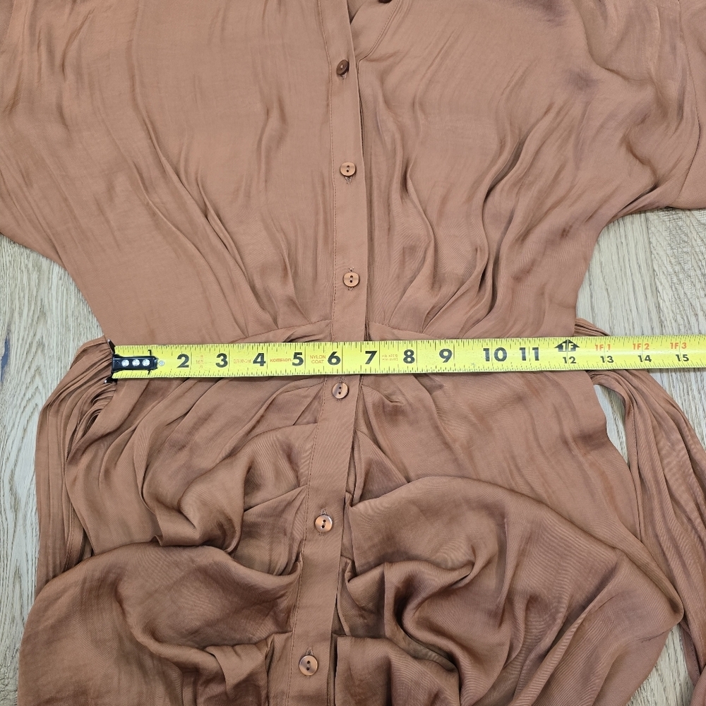 NWT Rust Orange Button Down Silky Midi Dress Size… - image 8